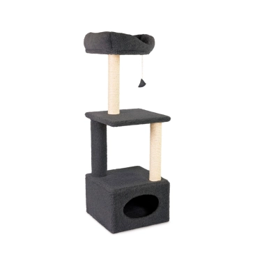 Кігтеточка Природа Д23 із сизалем із будиночком сіра 36x36x115 см (PR242961) - цена, характеристики, отзывы, рассрочка, фото 1