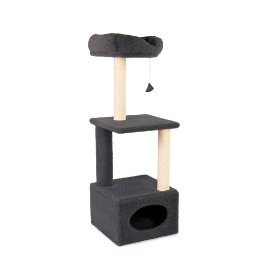 Кігтеточка Природа Д23 із сизалем із будиночком сіра 36x36x115 см (PR242961)