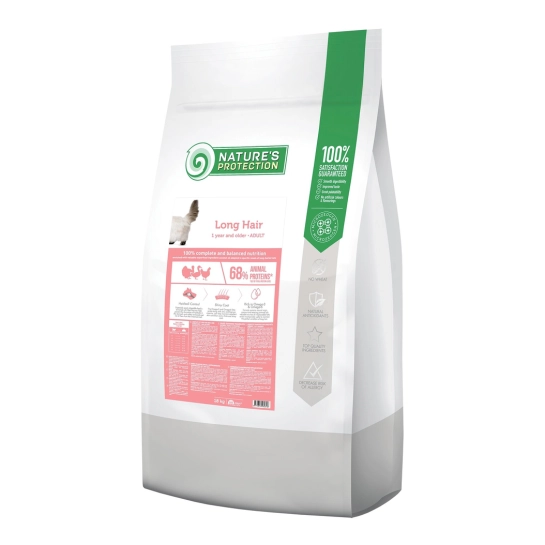 Сухой корм для взрослых кошек с длинной шерстью Nature’s Protection Long Hair 18 кг (NPB46031)