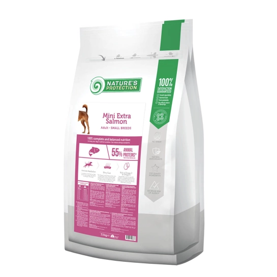 Сухой корм для взрослых собак мелких пород Nature’s Protection Mini Extra Salmon Adult Small Breeds с лососем 7.5 кг (NPS45738)