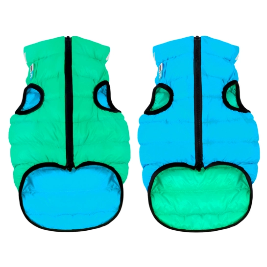 Куртка для собак AiryVest Lumi двостороння, світиться в темряві, розмір L65, салатово-блакитна (2324)