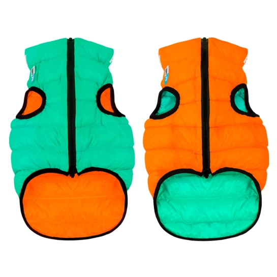 Куртка для собак AiryVest Lumi двусторонняя, светится в темноте, размер M40, салатово-оранжевая (2249)