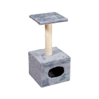 Когтеточка Природа Д1 з будкою серая, 32x32x65 см (PR740306) - цена, характеристики, отзывы, рассрочка, фото 1