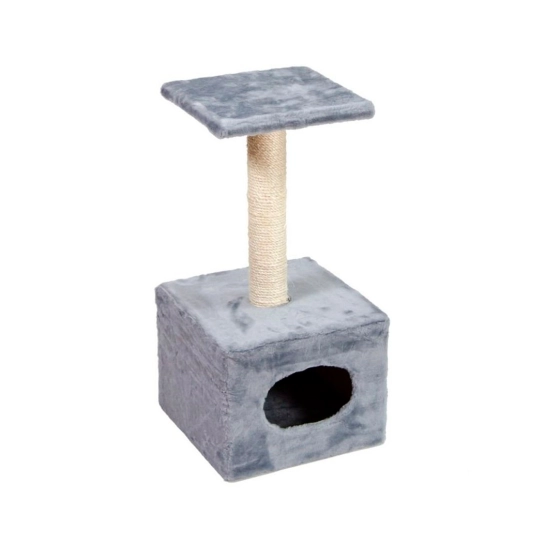 Когтеточка Природа Д1 з будкою серая, 32x32x65 см (PR740306)