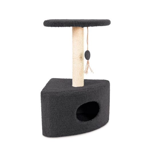 Кігтеточка Природа Д11У кутова з будкою, сіра, 39x39x65 см (PR740314)