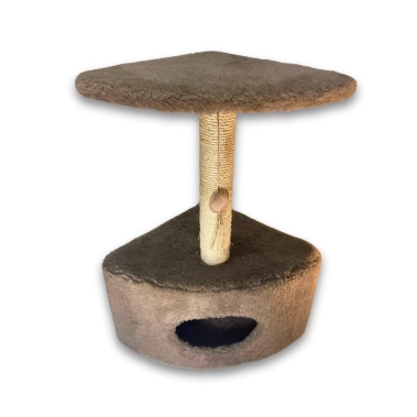 Кігтеточка Природа Д11у кутова з будкою, коричнева, 39x39x65 см (PR740313) - цена, характеристики, отзывы, рассрочка, фото 1