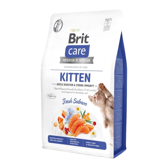 Сухой корм Brit Care Cat by Nutrition Kitten Gentle Digestion Strong Immunity для котят, с лососем, 2 кг (172542)