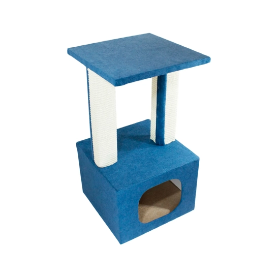 Когтеточка Lucky Pet домик «Грот Люкс», синий, 33×33×64 см (555748)