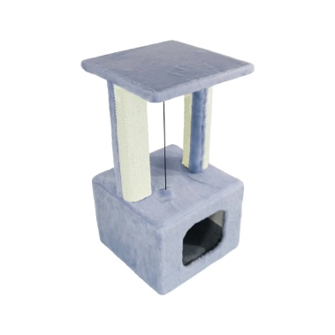 Кігтеточка Lucky Pet будиночок «Грот Люкс» хутряна, сіра, 33×33×67 см (193727) - цена, характеристики, отзывы, рассрочка, фото 1