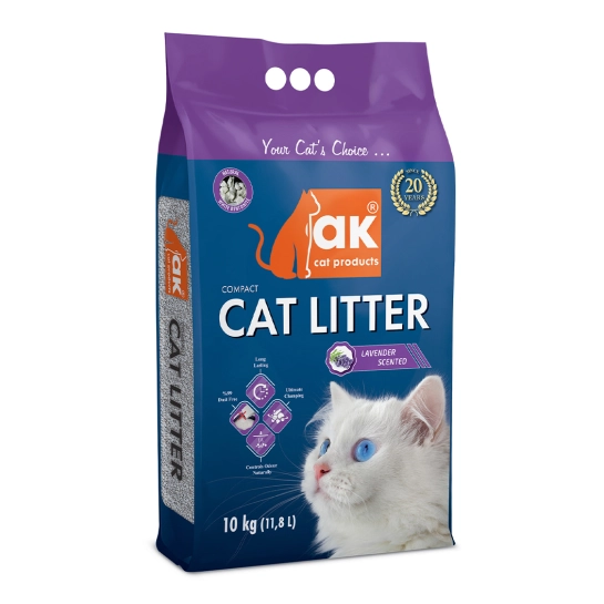 Наповнювач бентонітовий AKCAT Compact Cat Litter, аромат лаванди, 10 кг (11,8 л) (AKMN005)