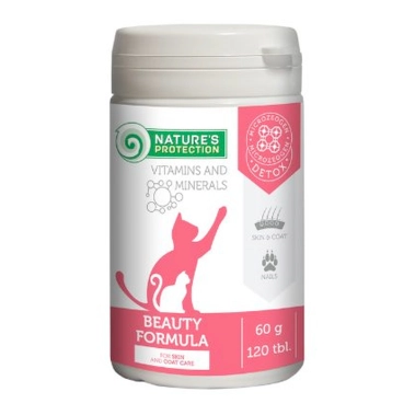 Харчова добавка для поліпшення стану шкіри та шерсті дорослих котів Nature's Protection Beauty Formula 120 табл. (CAN63293) - цена, характеристики, отзывы, рассрочка, фото 1