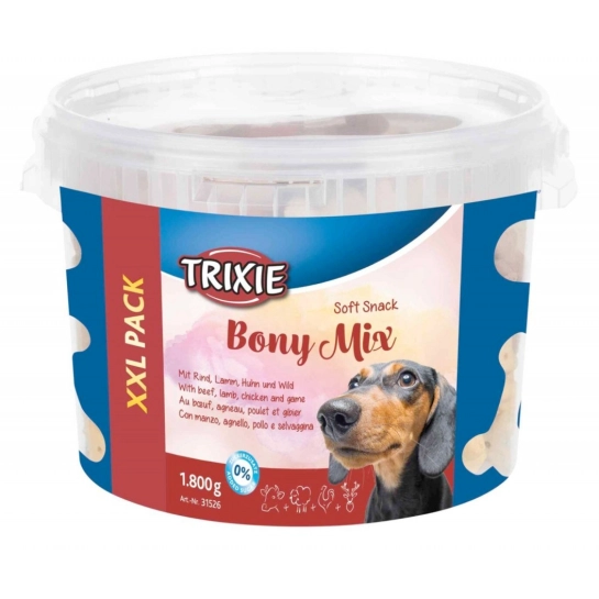 Ласощі Trixie Soft Snack Bony Mix XXL для собак асорті, пластикове відро 1800 г (31526)