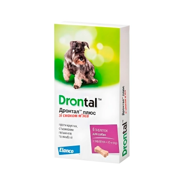 Таблетки Drontal Plus зі смаком м'яса (упаковка 6 таблеток) (54187) - цена, характеристики, отзывы, рассрочка, фото 1