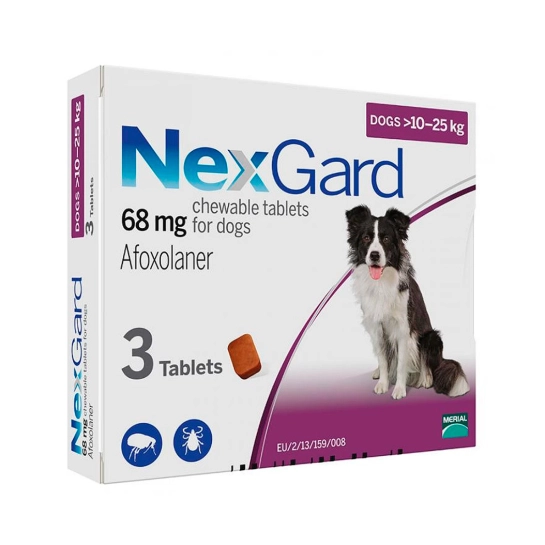 Таблетки NexGard 10–25 кг (L) от блох и клещей (упаковка 3 таб.) (1/10/80) (159901)