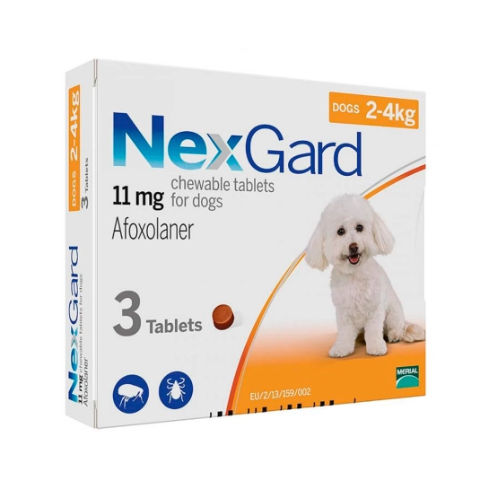 Таблетки NexGard 2–4 кг (S) від бліх та кліщів (упаковка 3 таб.) (1/10/80) (159899)