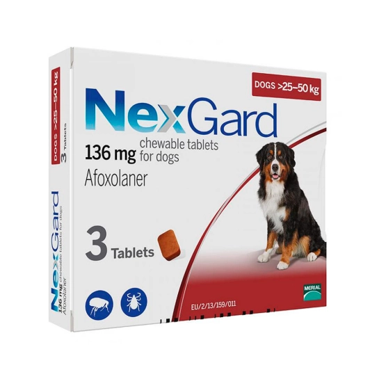 Таблетки NexGard 25–50 кг (XL) від бліх та кліщів (упаковка 3 таб.) (1/10/80) (159902)