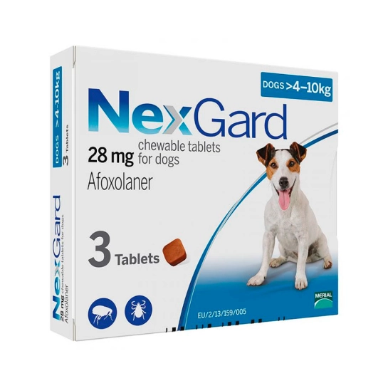 Таблетки NexGard 4–10 кг (M) від бліх та кліщів (упаковка 3 таб.) (1/10/80) (159900)