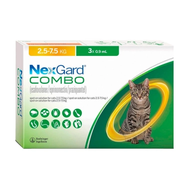 Капли на холку для кошек NexGard Combo Спот-он для кошек 2,5–7,5 кг (L) (1/10/40) (169803) - цена, характеристики, отзывы, рассрочка, фото 1