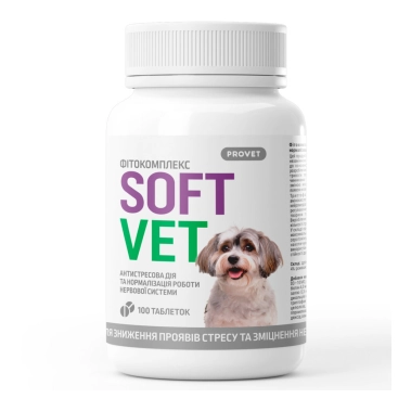 Фітокомплекс антистресовий для нормалізації нервової системи собак PROVET SOFTVET 100 таб (PR244048) - цена, характеристики, отзывы, рассрочка, фото 1