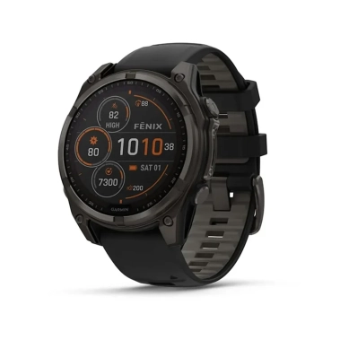 Смарт-годинник Garmin Fenix 8 Solar 47mm Sapphire Carbon Grey DLC Titanium with Black/Pebble Grey Silicone Band (010-02906-10/11/70) (Open Box) - цена, характеристики, отзывы, рассрочка, фото 1