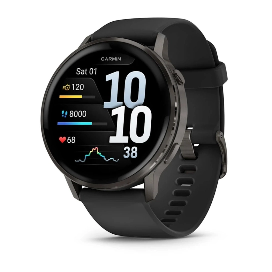 Смарт-часы Garmin Venu 4 45 mm Slate with Black Silicone Band (010-03014-00)