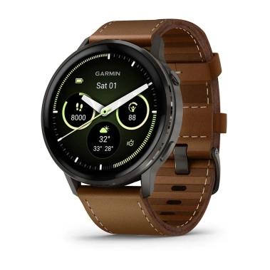 Смарт-часы Garmin Venu 4 45 mm Slate with Brown Leather Band (010-03014-03) - цена, характеристики, отзывы, рассрочка, фото 1