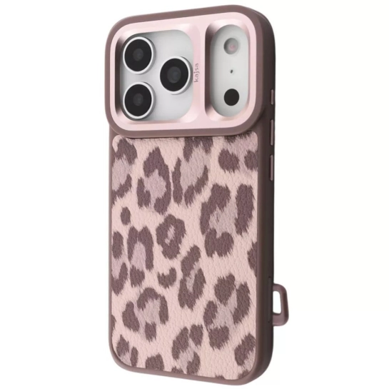 Чехол Kajsa Leopard Pattern with Magnetic Ring iPhone 17 Pro desert titanium