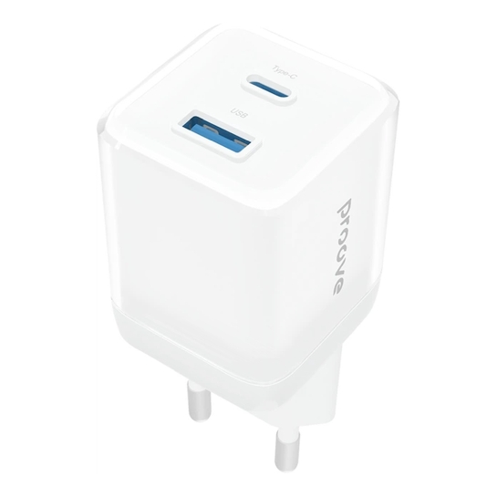 Сетевое зарядное устройство Proove Pure GaN Plus 30W (Type-C + USB) White - цена, характеристики, отзывы, рассрочка, фото 1