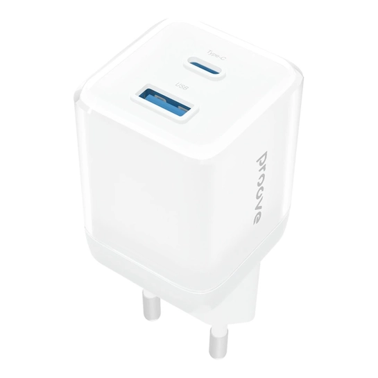 Зарядний пристрій Proove Pure GaN Plus 30W (Type-C + USB) White