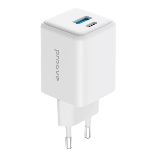 Сетевое зарядное устройство Proove Pocket GaN Plus 25W (Type-C + USB) White - цена, характеристики, отзывы, рассрочка, фото 1