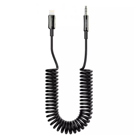 Кабель AUX Proove Steel Spring Lightning to 3.5mm (1m) Black