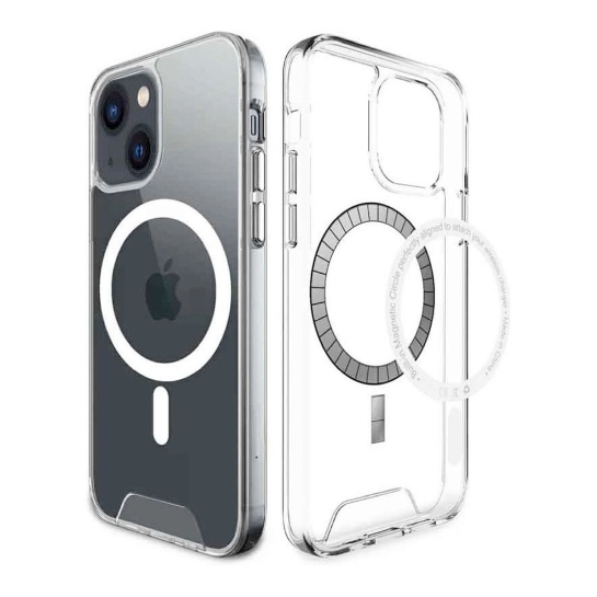 Чехол Space TPU Metal Buttons Case with MagSafe for iPhone 16 Clear - цена, характеристики, отзывы, рассрочка, фото 1