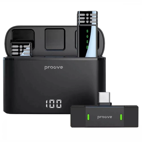 Бездротовий мікрофон петличний Proove Record Type-C Black