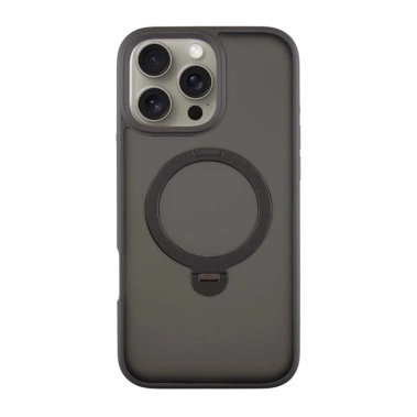 Чехол TPU+PC Ring Metal Buttons with MagSafe Colorful HQ Ring for iPhone 16 Pro Max Black - цена, характеристики, отзывы, рассрочка, фото 1