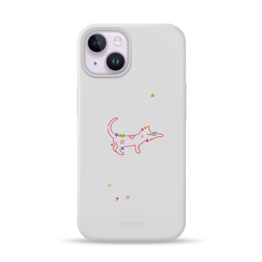 Чохол Pump Silicone Minimalistic Case with MagSafe for iPhone 14 Cat and Flowers - цена, характеристики, отзывы, рассрочка, фото 1