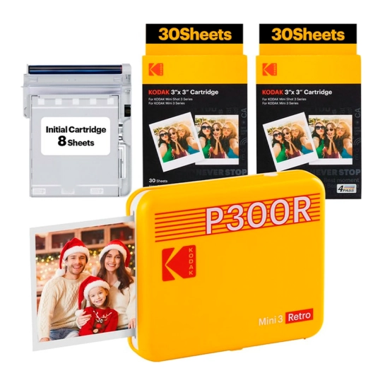 Фотопринтер Kodak Mini 3 Retro 4PASS Portable Photo Printer 3 x 3 + 60 Sheets (0192143003373)