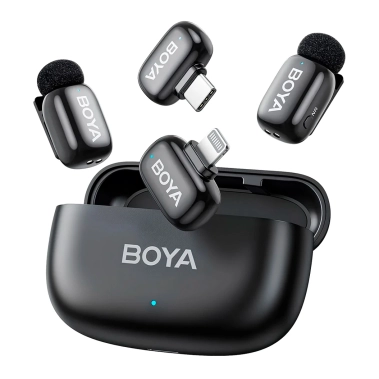 Беспроводной петличный микрофон BOYA mini-12 Type-C/Lightning Black - цена, характеристики, отзывы, рассрочка, фото 1