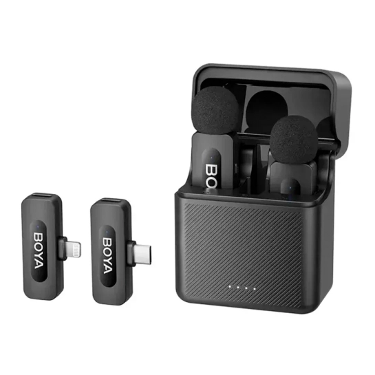Беспроводной петличный микрофон BOYA BY-V3 Combo Type-C/Lightning Black
