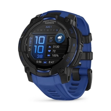 Смарт-часы Garmin Instinct 3 45mm AMOLED Black with Blue Band (010-02936-03/43) - цена, характеристики, отзывы, рассрочка, фото 1