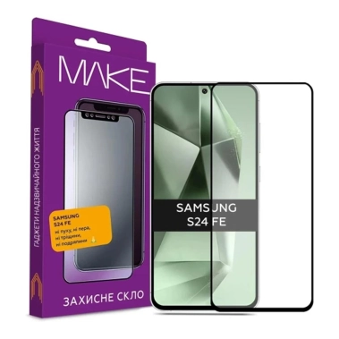 Скло MakeFuture Full Cover Full Glue Samsung Galaxy S24 FE Black - цена, характеристики, отзывы, рассрочка, фото 1