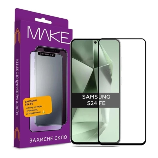 Скло MakeFuture Full Cover Full Glue Samsung Galaxy S24 FE Black - ціна, характеристики, відгуки, розстрочка, фото 1