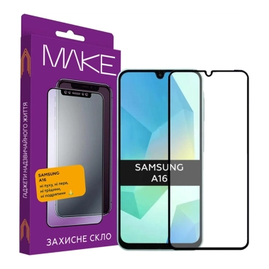 Стекло MakeFuture Full Cover Full Glue Samsung Galaxy A16 Black - цена, характеристики, отзывы, рассрочка, фото 1