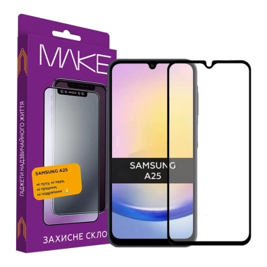 Стекло MakeFuture Full Cover Full Glue Samsung Galaxy A25 Black - цена, характеристики, отзывы, рассрочка, фото 1