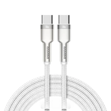 Кабель Baseus Cafule Metal Type-C to Type-C 100W Cable (1m) White - цена, характеристики, отзывы, рассрочка, фото 1