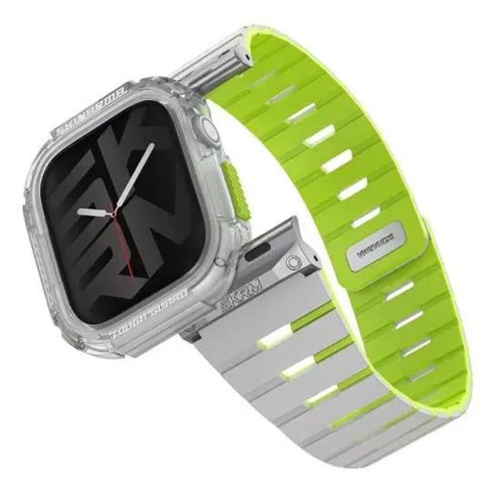 Ремешок с накладкой SkinArma GEMINI + ATOM NITEGLOW Apple Watch Strap and Case 42mm Lime Green