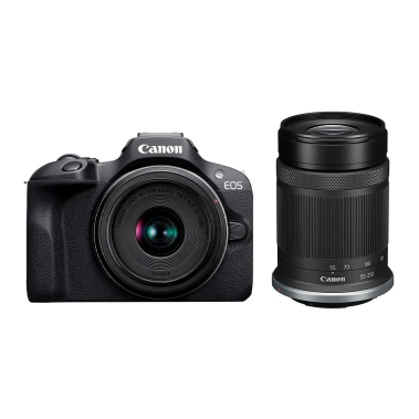 Фотоаппарат с двумя сменными объективами Canon EOS R100 Kit 18-45mm + 55-210mm IS STM (6052C036) - цена, характеристики, отзывы, рассрочка, фото 1