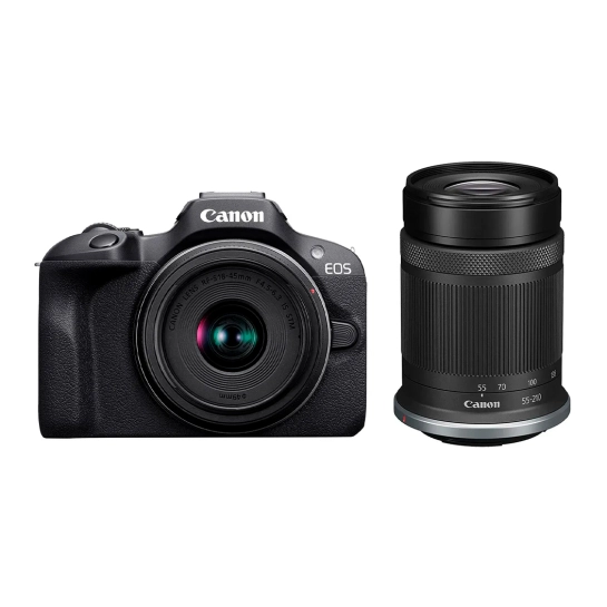 Фотоаппарат с двумя сменными объективами Canon EOS R100 Kit 18-45mm + 55-210mm IS STM (6052C036)