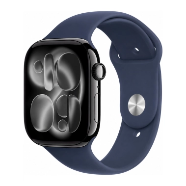 Б/У Смарт-часы Apple Watch 11 GPS 46mm Jet Black Aluminium Case with Dark Blue Sport Band - M/L (Как новый) - цена, характеристики, отзывы, рассрочка, фото 1