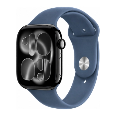 Б/У Смарт-часы Apple Watch 11 GPS 46mm Jet Black Aluminium Case with Storm Blue Sport Band - M/L (Как новый) - цена, характеристики, отзывы, рассрочка, фото 1